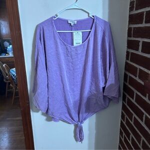 NWT Umgee Size Large Lavender Tie-Front Blouse